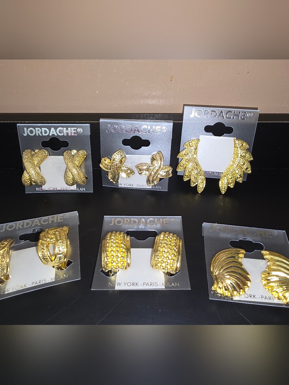 Vintage Jordache Gold-Tone Mixed Style Women's Earring Set - Clip-ons.